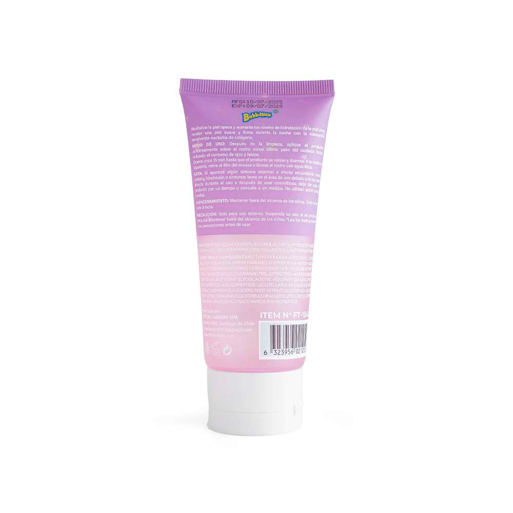 Mascarilla Facial de Colágeno Nocturna Bubbaluu – vista frontal | Levora Perú