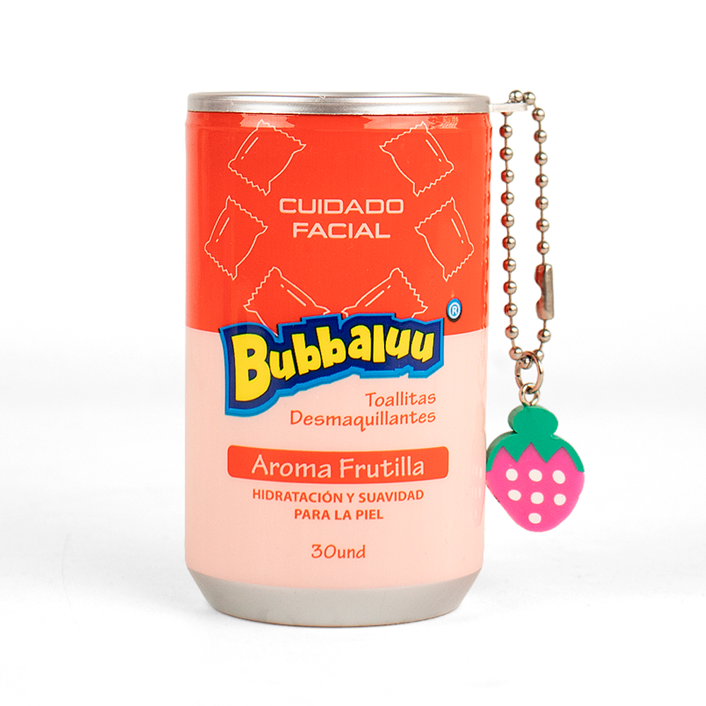 Toallas Desmaquillantes Bubbaluu Lata con Llavero – Frutilla | Levora Perú